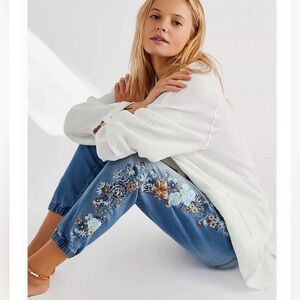 DRIFTWOOD Blue Floral Embroidered Joggers